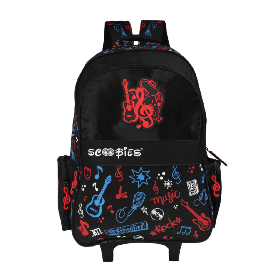 Boys trolley Bag | With Lighted Wheels | Scented Zippers | Rockstar-Music Print | Multi-Use Bag