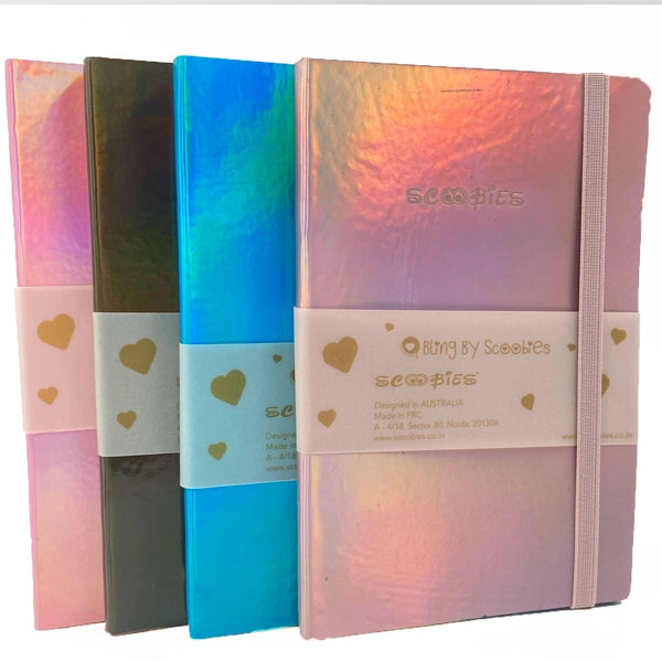 Bling by Scoobies Sheen Bombshell Diary  | With Elastic Closure | A5 Diary with 80 Pages  | 3D Shiny Sheen Holographic Print