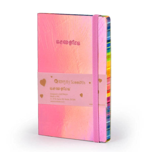 Bling by Scoobies Chic Bombshell Diary | With Elastic Closure | A5 Diary with 80 Pages | 3D Rose Gold Holographic Print