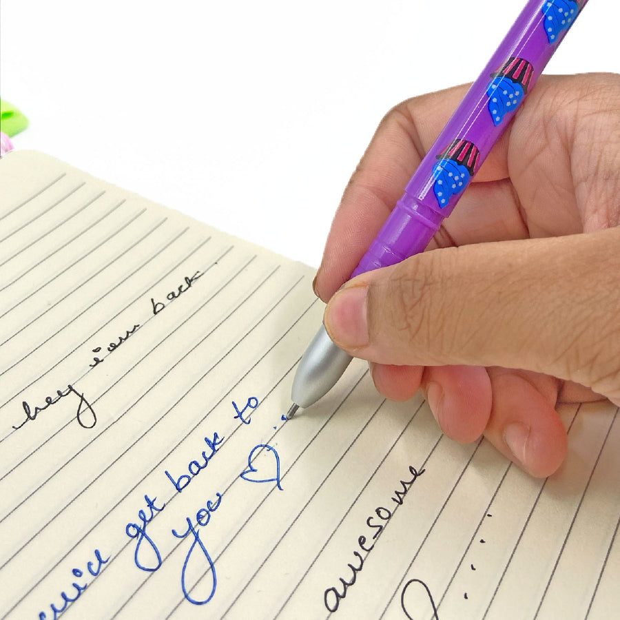 Bundle of Cutie Sweetie Pens  | Pretty Pink Colour |  School Joy kit | Blue Tip | 6 Dapper Pens