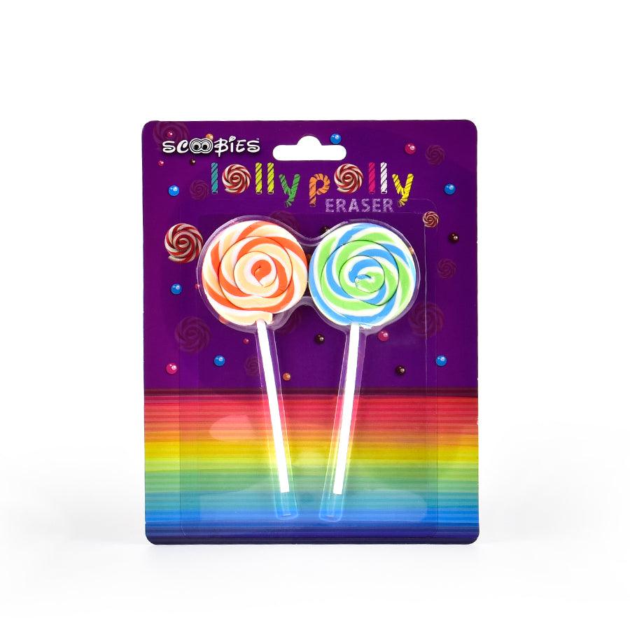 Lolly Polly Eraser | Pack of 2 | Cutesy Candy Shape | Non-Toxic | Minimal Crumbling | Age Resistant - Scoobies
