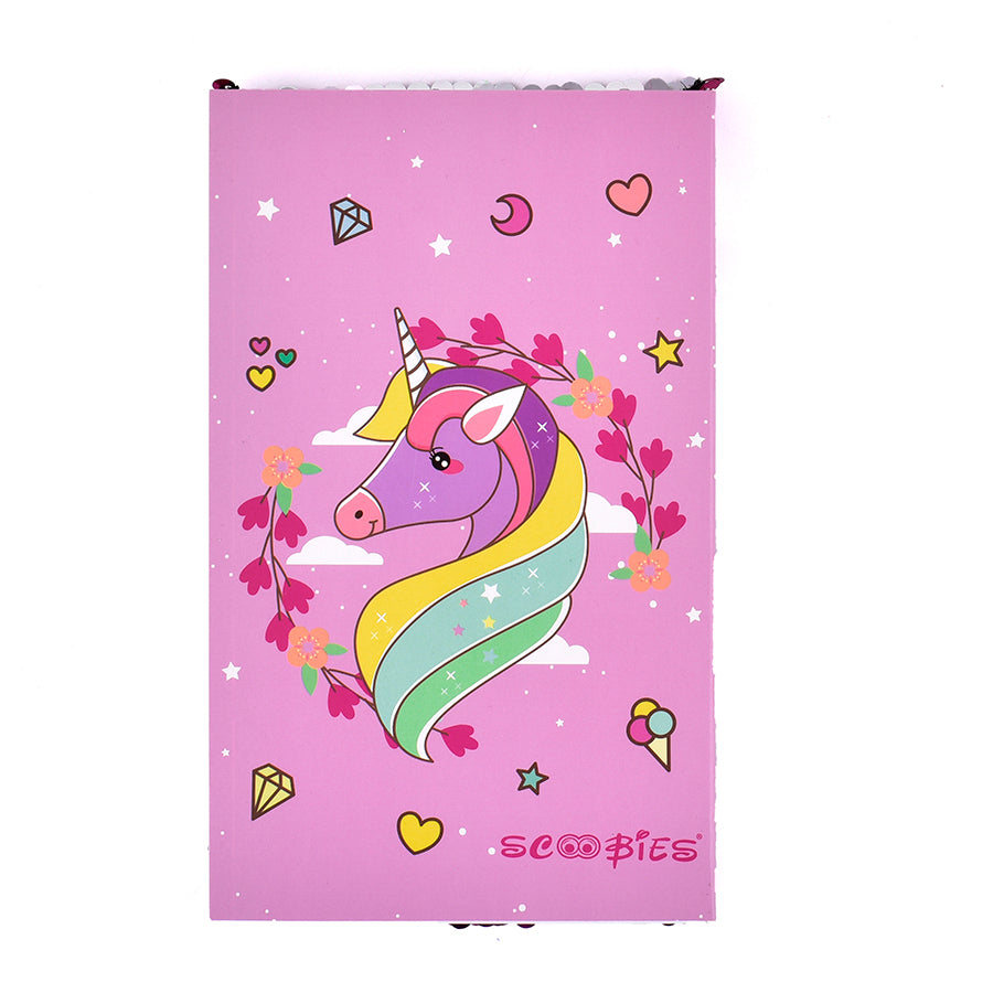 Sequins Unicorn Diary Gift Set  | With 2 Sticker Sheets & 3 Marker Pens  |  Colour Changing Reversible A5 Size Diary | Best Girls' Return Gift