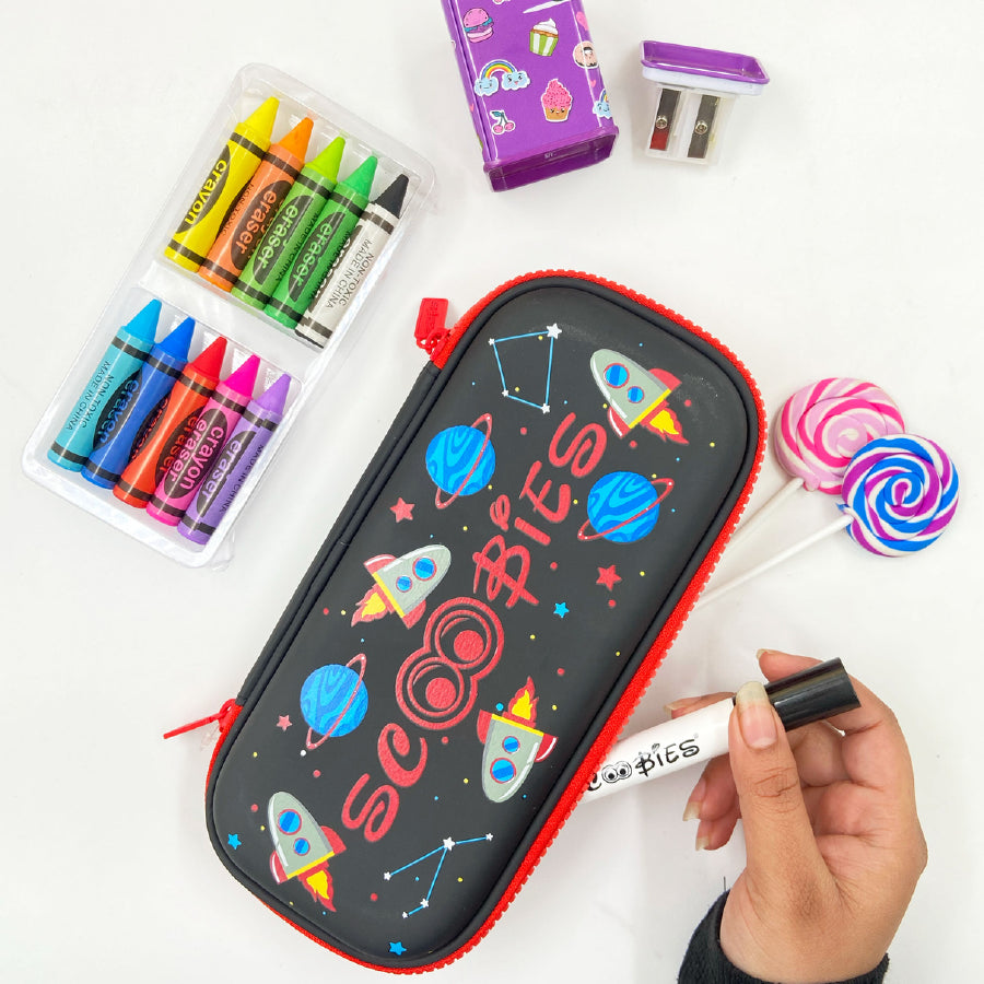 Rocket Space Pencil Case | With Separate Pens Slot | Premium EVA Quality | Multi-Use Pouch