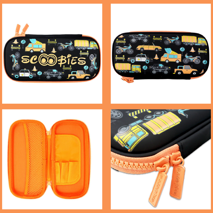 Construction Racing  Pencil Case | With Separate Pens Slot | Premium EVA Quality | Multi-Use Pouch