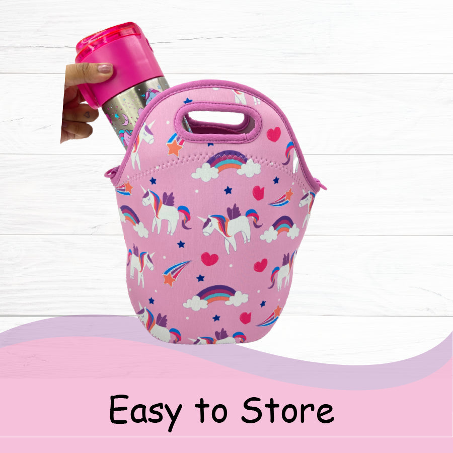 Neoprene Lunchbag  (Unicorn Design) |  With Adjustable & Detachable Shoulder Straps | Insulated | Multi-purpose Tote Bag