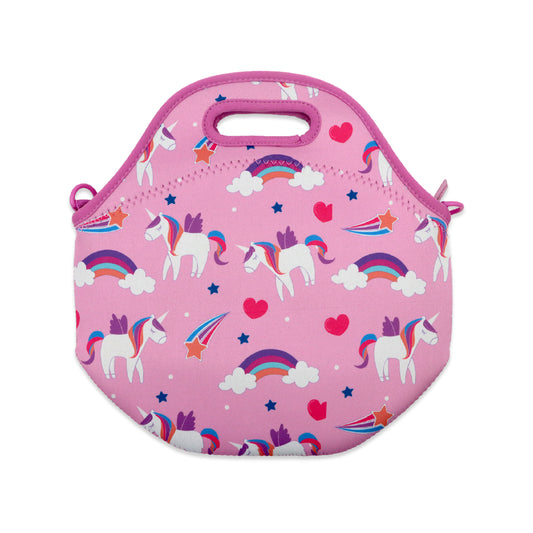 Neoprene Lunchbag  (Unicorn Design) |  With Adjustable & Detachable Shoulder Straps | Insulated | Multi-purpose Tote Bag