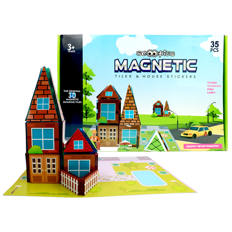 Magnetic Tiles & House Stickers - For Perfect Pretend Play