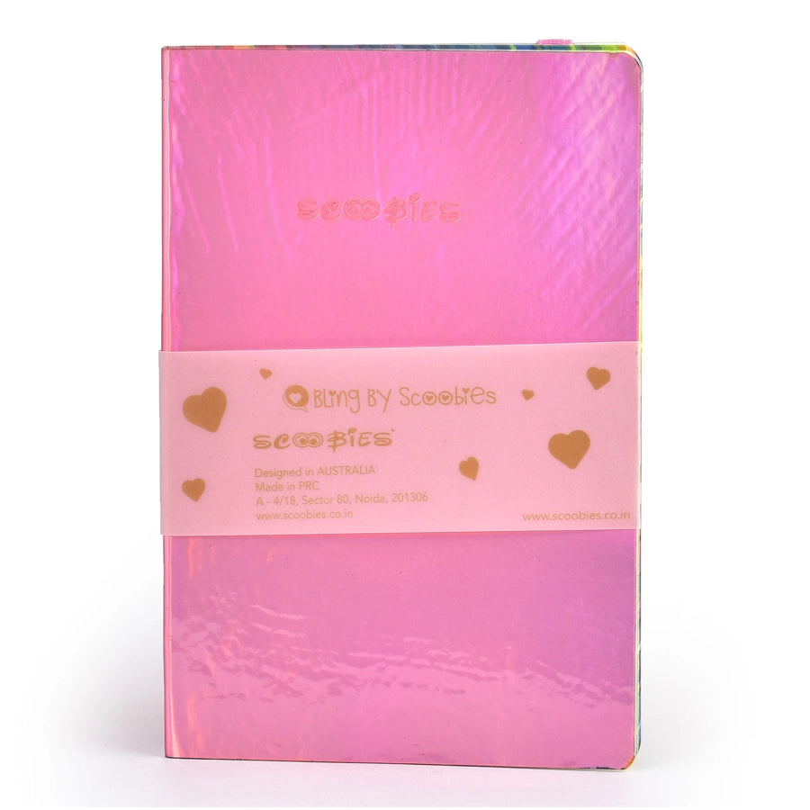 Bling by Scoobies Chic Bombshell  Diary  | With Elastic Closure | A5 Diary with 80 Pages  | 3D Rose Gold Holographic Print