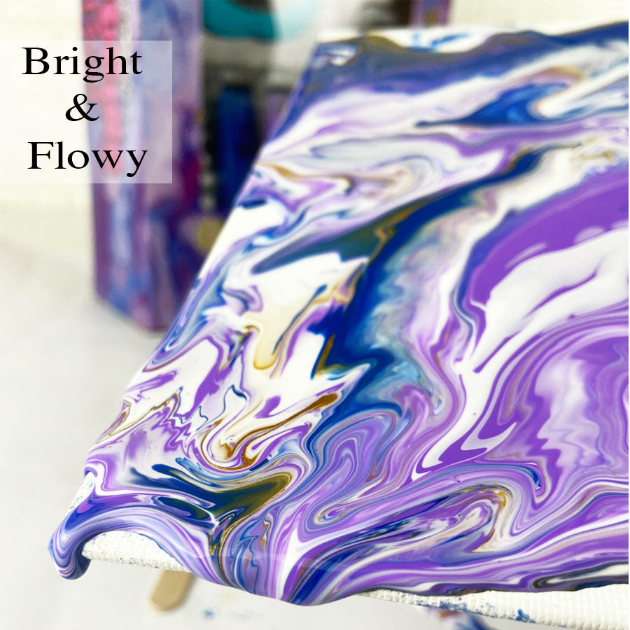 Pouring Paint  | 4 Acrylic Colours  | With Canvas  | Multi-Surface Compatible  | Fluid Art Essentials  | Ready to Use Kit   | Artist DIY Box