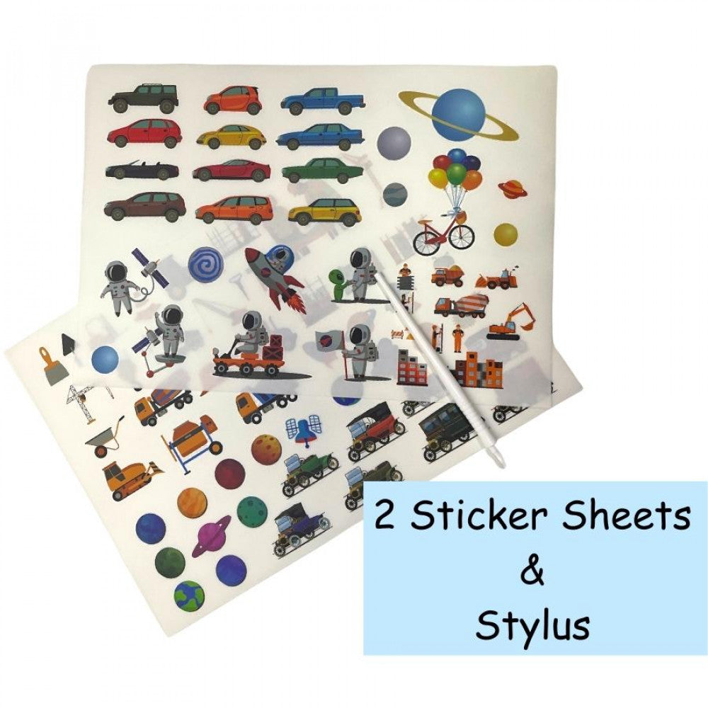 Scoo-Rub Stickers (Blue) | Transfer Sticker Set | With Stylus | My Starry World | My City & Roads | My Buildings & Monuments | 100+ Stickers | DIY Sticker Activities | Artistic Mini Box