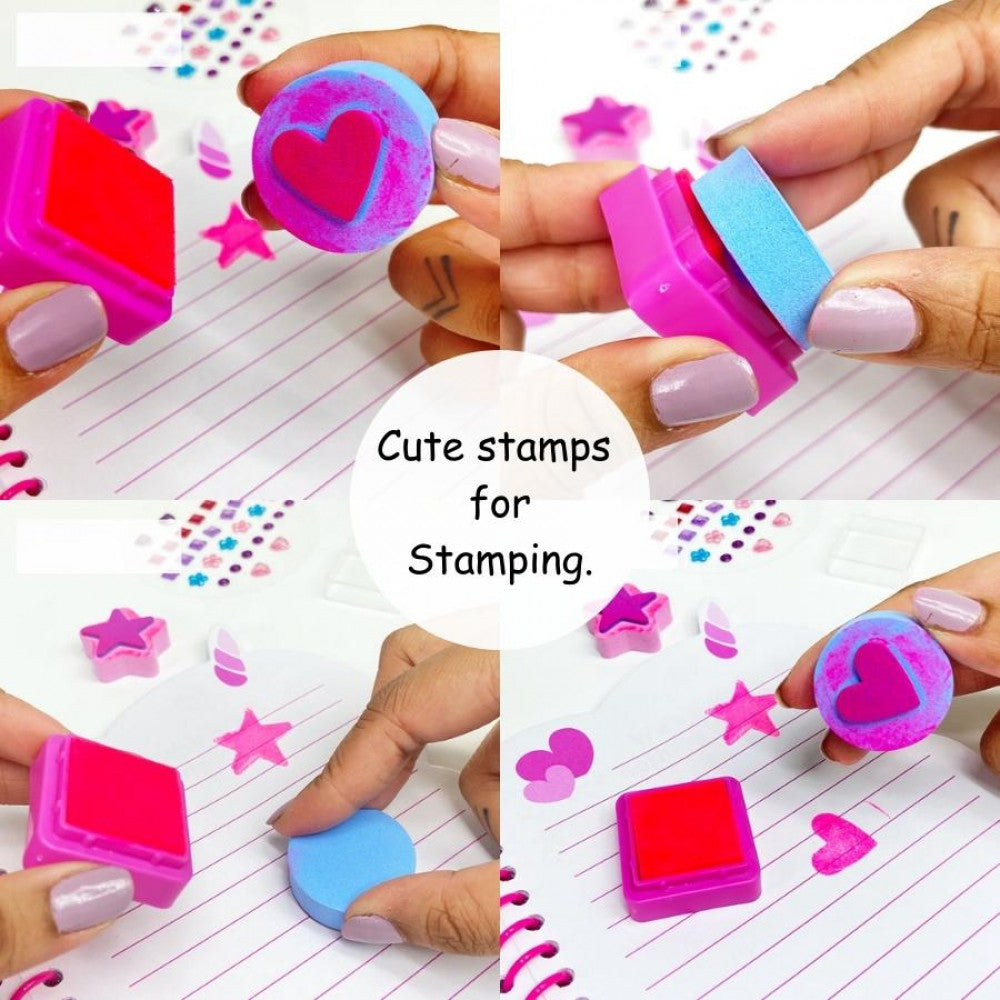 Loving Llama Gift Set | With Attached Hangable Pen | Cool Stickers | Glitter Beads | Cutesy Stamps | Ideal Return Gift