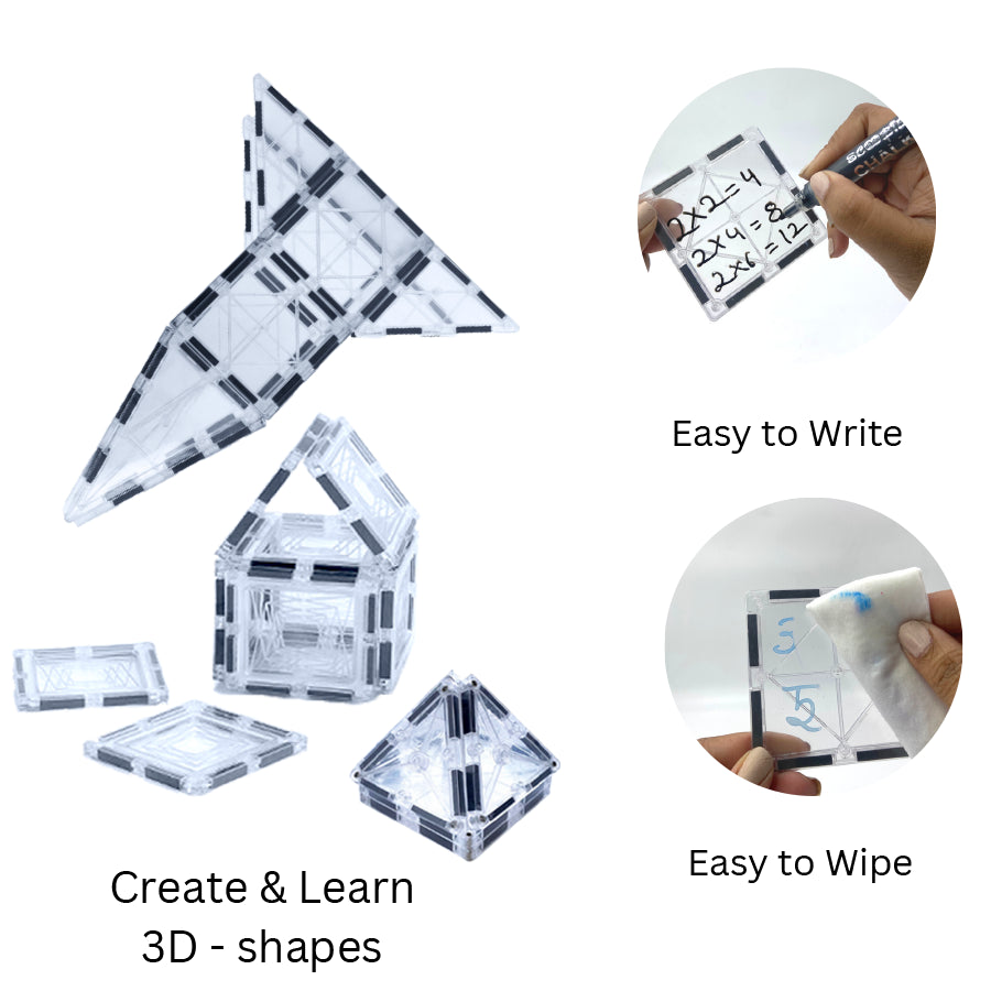 Chalky Icy Magnetic Tiles - For Constructing & Writing