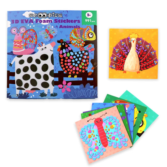 3D EVA Foam Stickers | 8 Animal Designs | 900+ Foam Stickers | DIY Cartoon Animal Learning Set | Educational Puzzle Toy