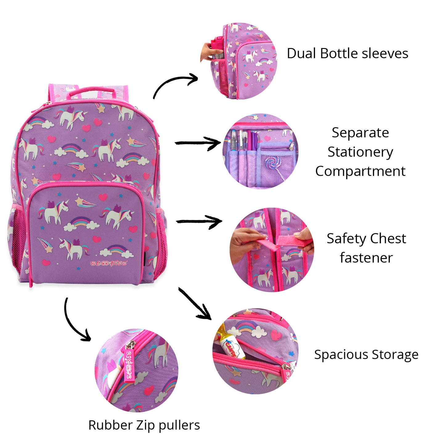 Unicorn Glow-in-the-Dark Bag | With Stationery Pocket | Internal Laptop Sleeve | Cute Unicorn Design