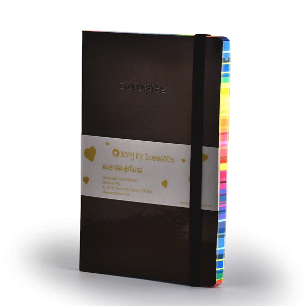 Bling by Scoobies Burnish Bombshell Diary | With Elastic Closure | A5 Diary with 80 Pages | 3D Shiny Black Holographic Print