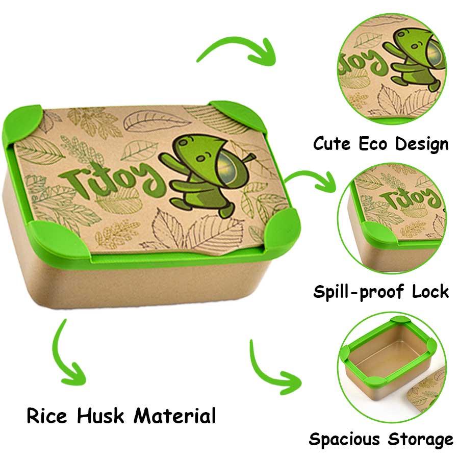 Eco-Friendly Lunchbox Boys  | Rice Husk Material  | Cute Green Design - Scoobies