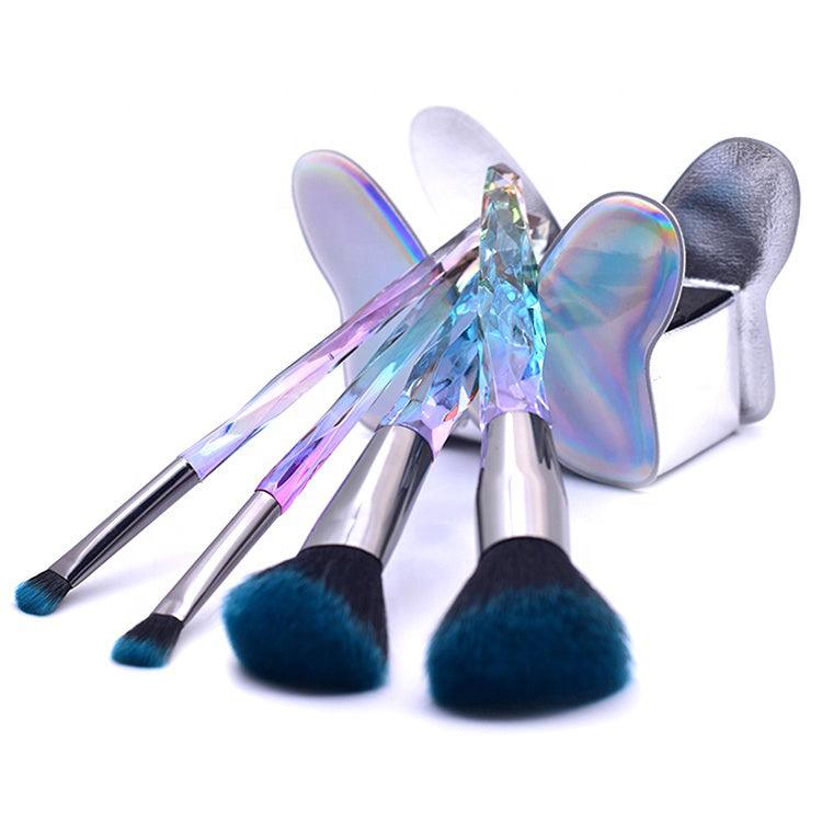 Bling By Scoobies Make Up Brushes | Pack of 4 | With Brush Storage Stand | Holographic Premium Handle | Classy Synthetic Women Brushes | For Professional & Home Use - Scoobies