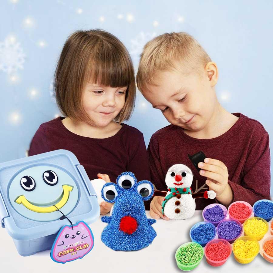 Foam Clay | With Beads & Googly Eyes | Sculpting & Moulding | Waterproof | 12 Non-Toxic Colours - Scoobies