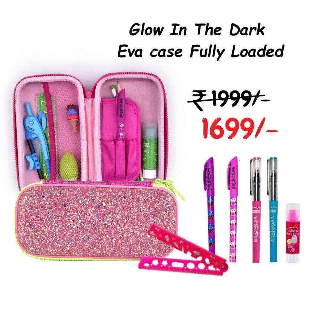 Glow in the Dark Pencil Case | With Separate Stationery Pocket | Dazzling Colours | Inimitable Design | EVA Quality - Scoobies