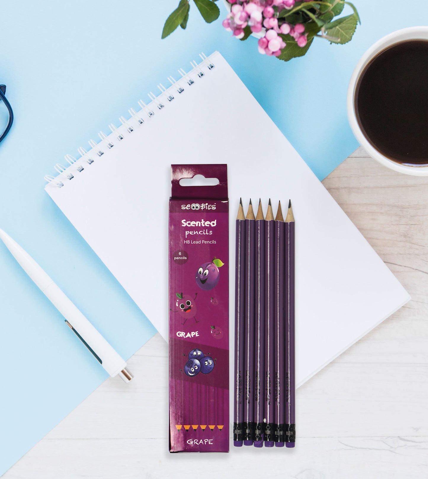 Scented Pencil (Grape)  | Sweet Grape Fragrance  | With Eraser Top