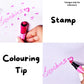 Tri Marker Stamper Pens | 24 Pens Set | Water Soluble |  Skin-Friendly  |  Cutesy Stamps |  Ergonomic Grip