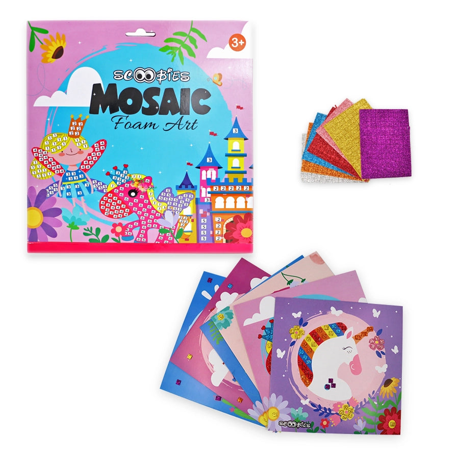 Mosaic Foam Art | Unicorn and Llama Land with 125 Piece Set | DIY Creative Learning Kit