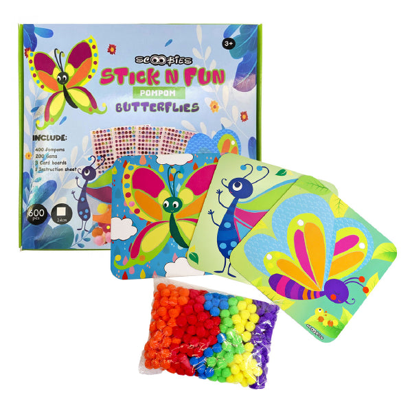 Stick N Fun Pompom Art Set | 600 Pieces | Butterflies | Your DIY Decor