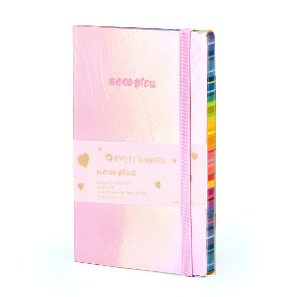 Bling by Scoobies Sheen Bombshell Diary | With Elastic Closure | A5 Diary with 80 Pages | 3D Shiny Sheen Holographic Print