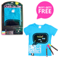 Buy 1 get 1 free Chalk-Le-Tee Tshirt | Blue Speech Bubble Design | With Chalk Markers & Stencil | Reusable | Washable