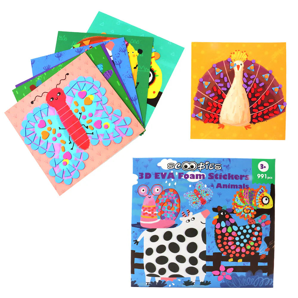3D EVA Foam Stickers | 8 Animal Designs | 900+ Foam Stickers | DIY Cartoon Animal Learning Set | Educational Puzzle Toy