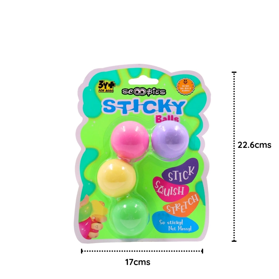 Sticky Balls: Squishy Fun in Charming Pastel Colors | Pack of 4! Squeeze, Stick, and Stretch | Stress Reliever | Fidget Balls