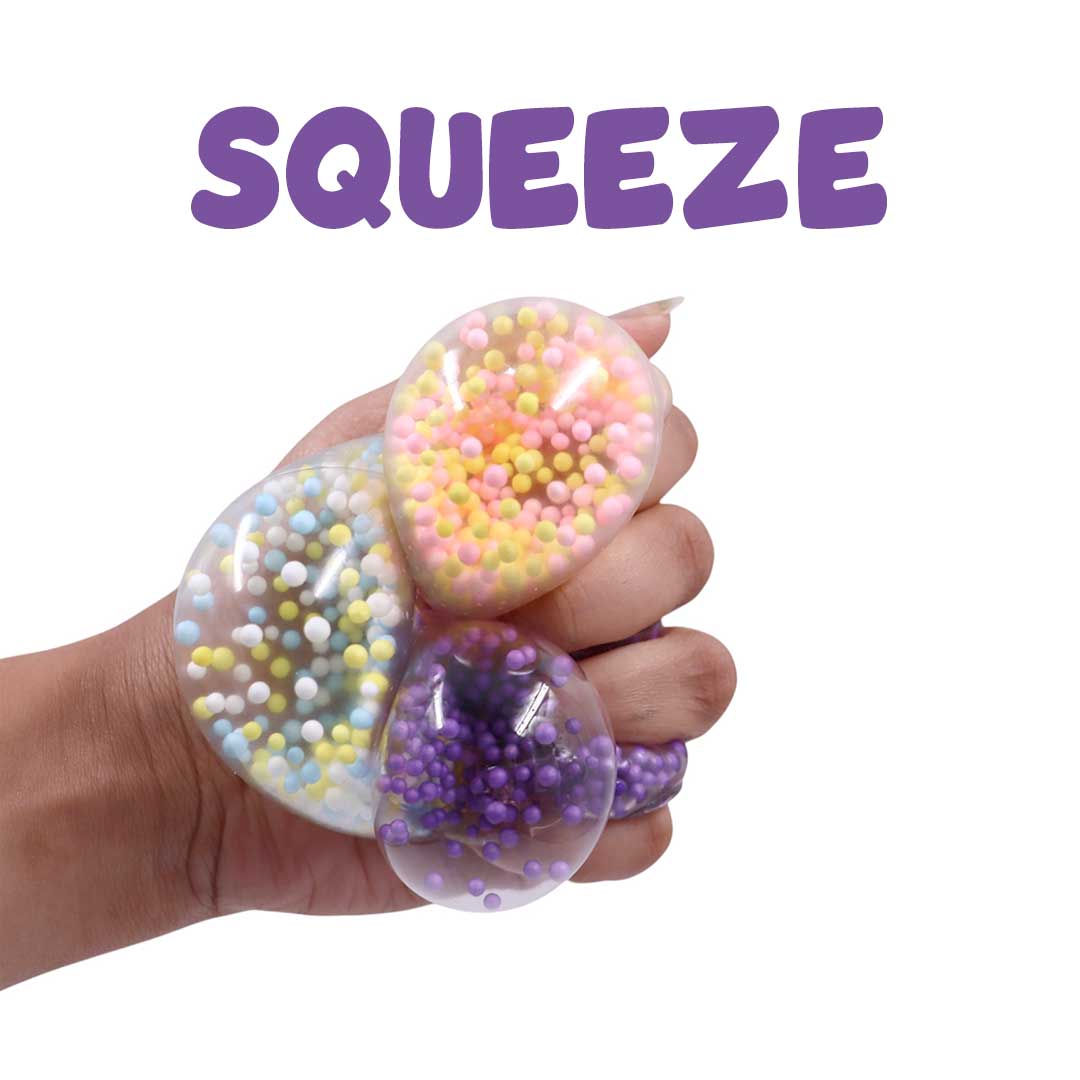 Scoobies Foamazing Balls: Sensory Squishy Balls – Set of 4 (Yellow, Blue, Pink & Purple) Stress Relief & Sensory Play | Fidget, Squeeze & Relieve | Non-Toxic & Safe
