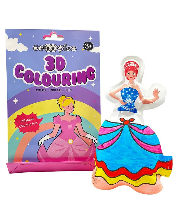 3D Coloring | Inflatable Queen with 5 Markers | Reusable Toy