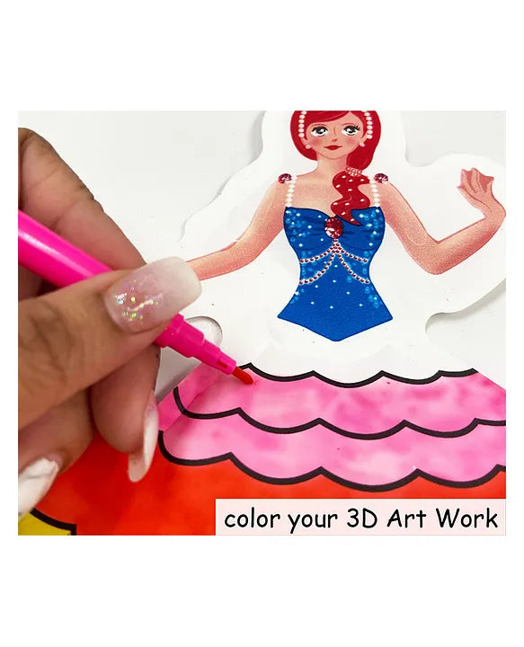 3D Coloring | Inflatable Queen with 5 Markers | Reusable Toy