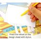 Velvet Art Book (Dinosaur World) | 4 Design Cards with 15 Piece Set