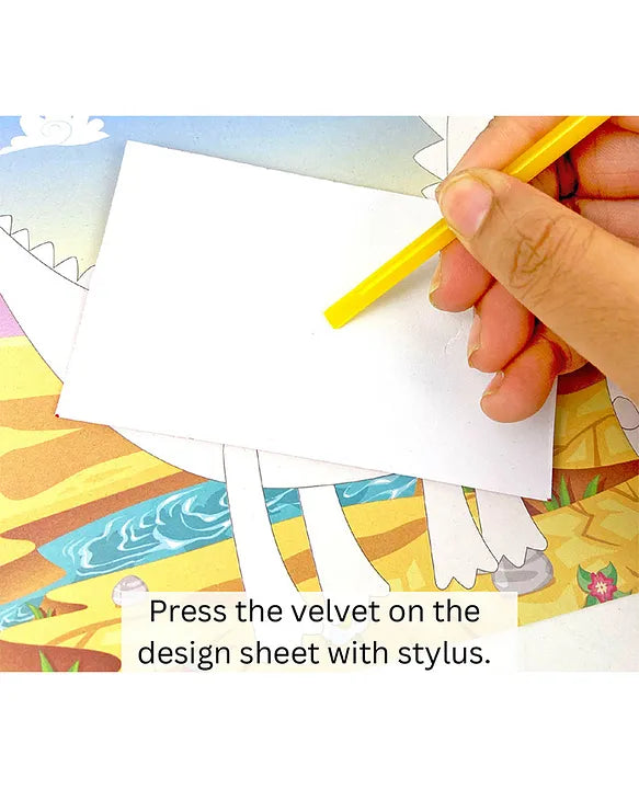 Velvet Art Book (Dinosaur World) | 4 Design Cards with 15 Piece Set