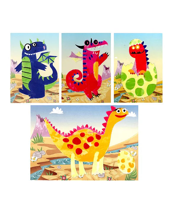 Velvet Art Book (Dinosaur World) | 4 Design Cards with 15 Piece Set