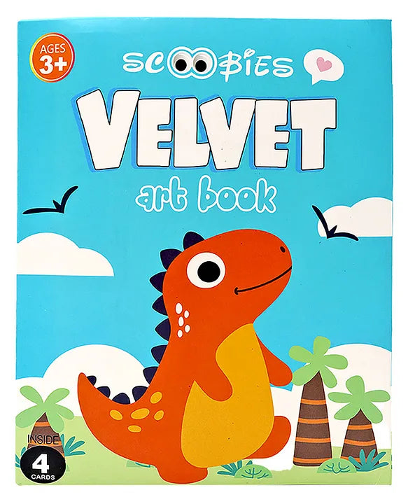 Velvet Art Book (Dinosaur World) | 4 Design Cards with 15 Piece Set