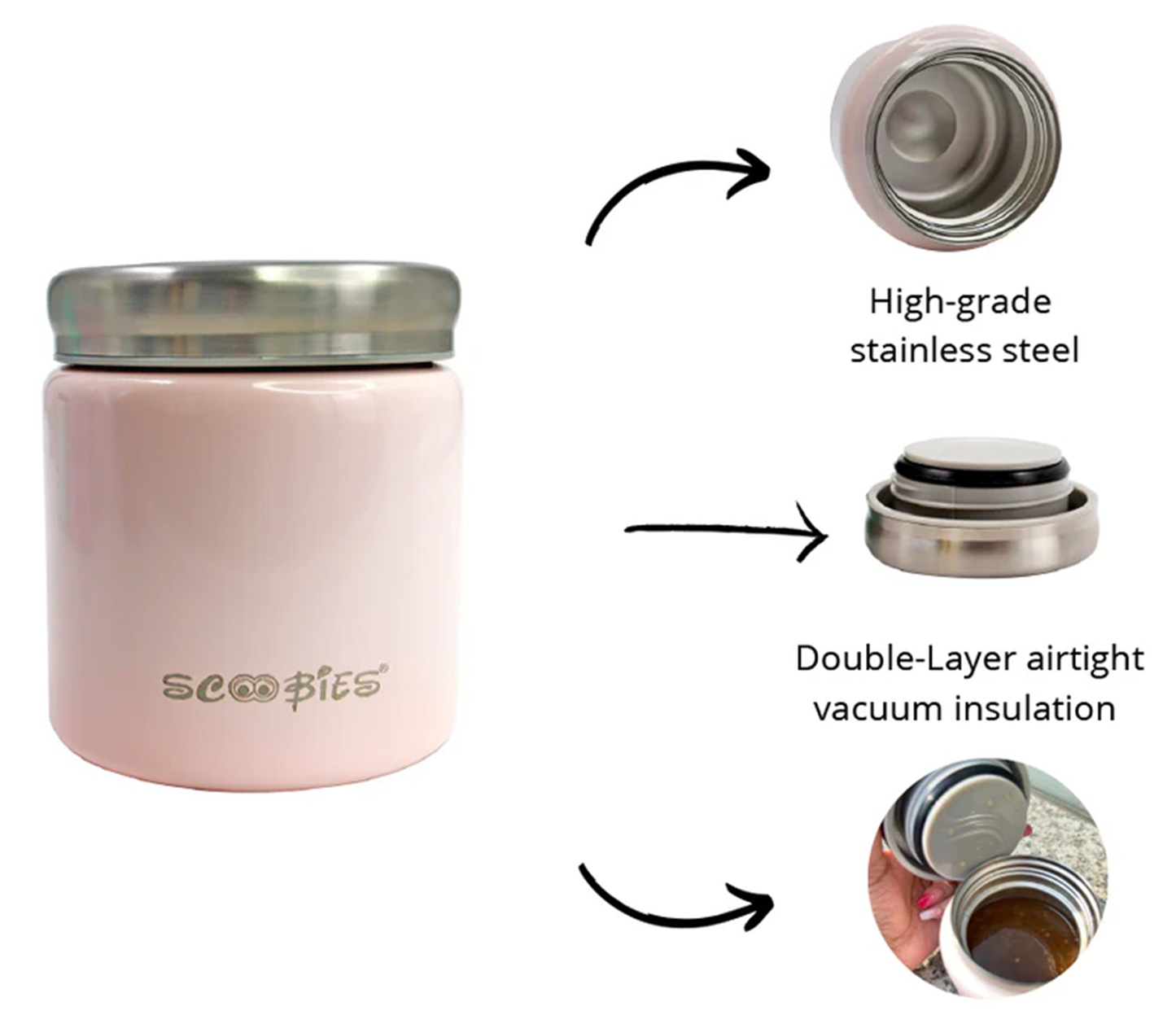 Foodielicious Insulated Food Container - For Nutritious Bites (Pink)