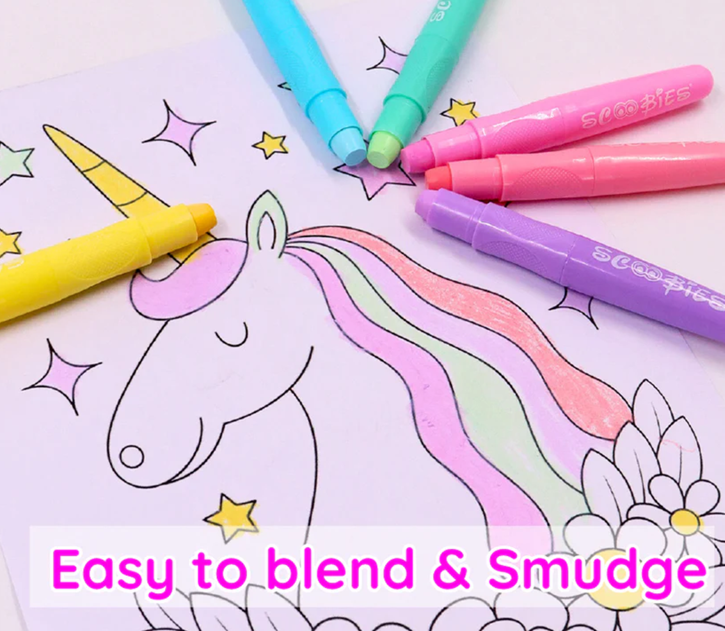 Macaroon Colors 6 Pastel Crayons for Mess-Free, Smudge-Free Art Fun