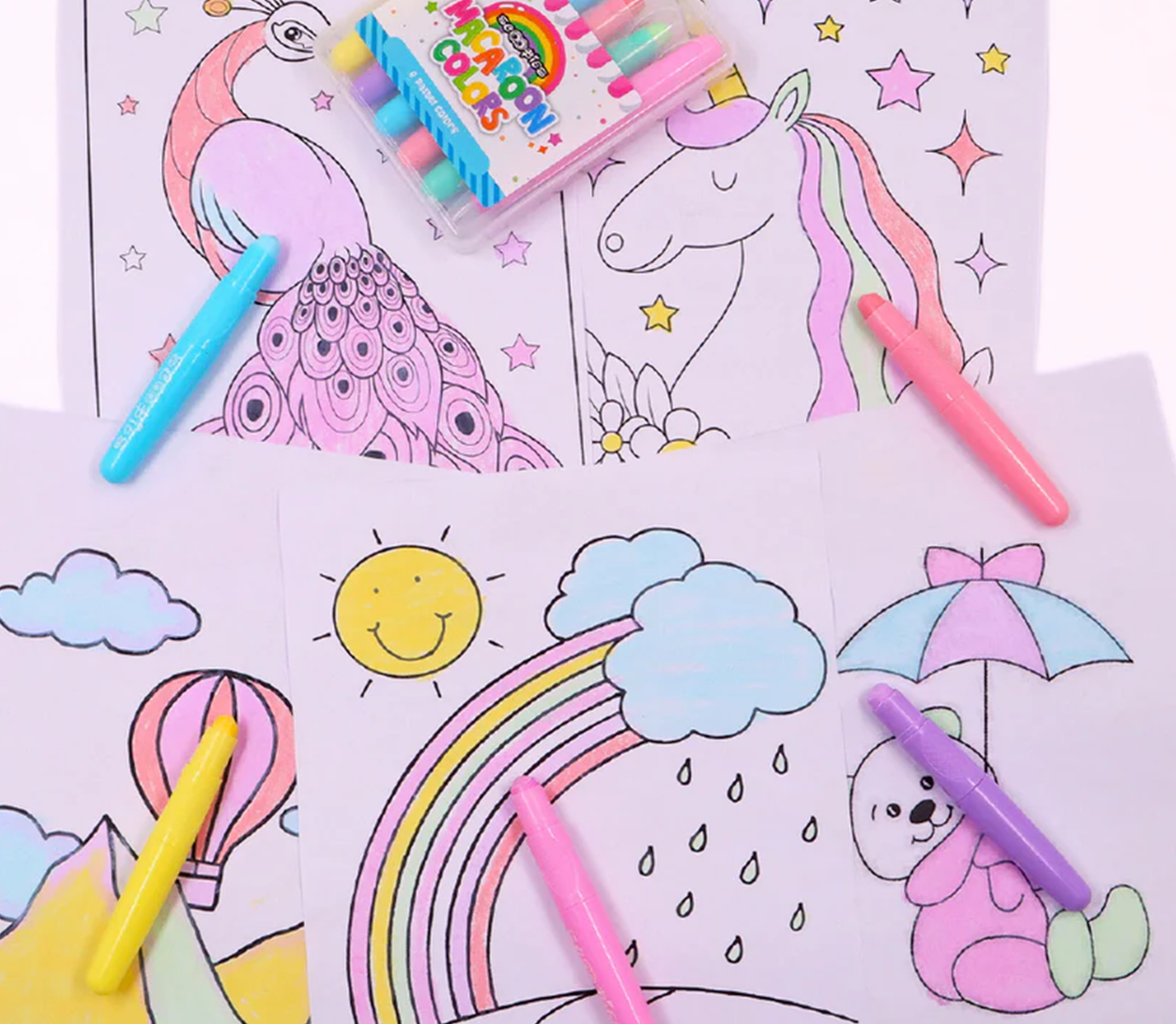 Macaroon Colors 6 Pastel Crayons for Mess-Free, Smudge-Free Art Fun