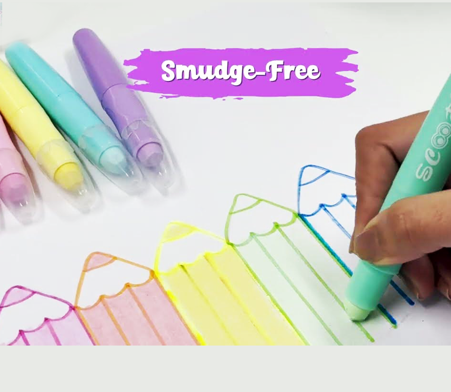 Macaroon Colors 6 Pastel Crayons for Mess-Free, Smudge-Free Art Fun