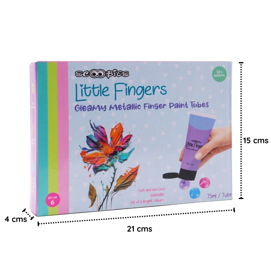 Scoobies Metallic Finger Paints Set of 6 | Sparkly Fun for Little Hands