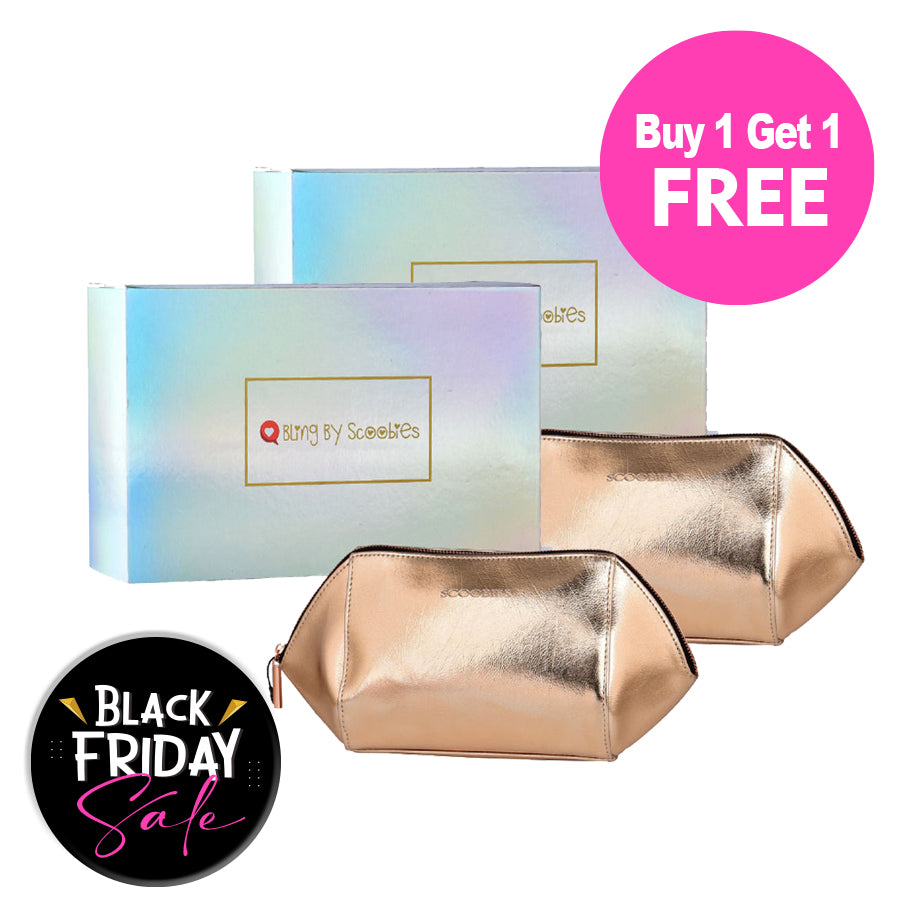 BUY 1 GET 1 FREE,  Bewitching Gold Makeup Pouch - Perfect for on the go!