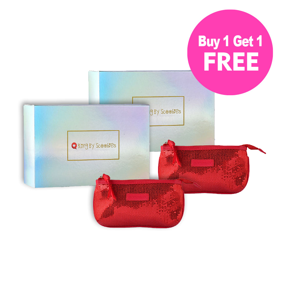 BUY 1 GET 1 FREE,  Red Lady Makeup Pouch - Carry Makeup in Style