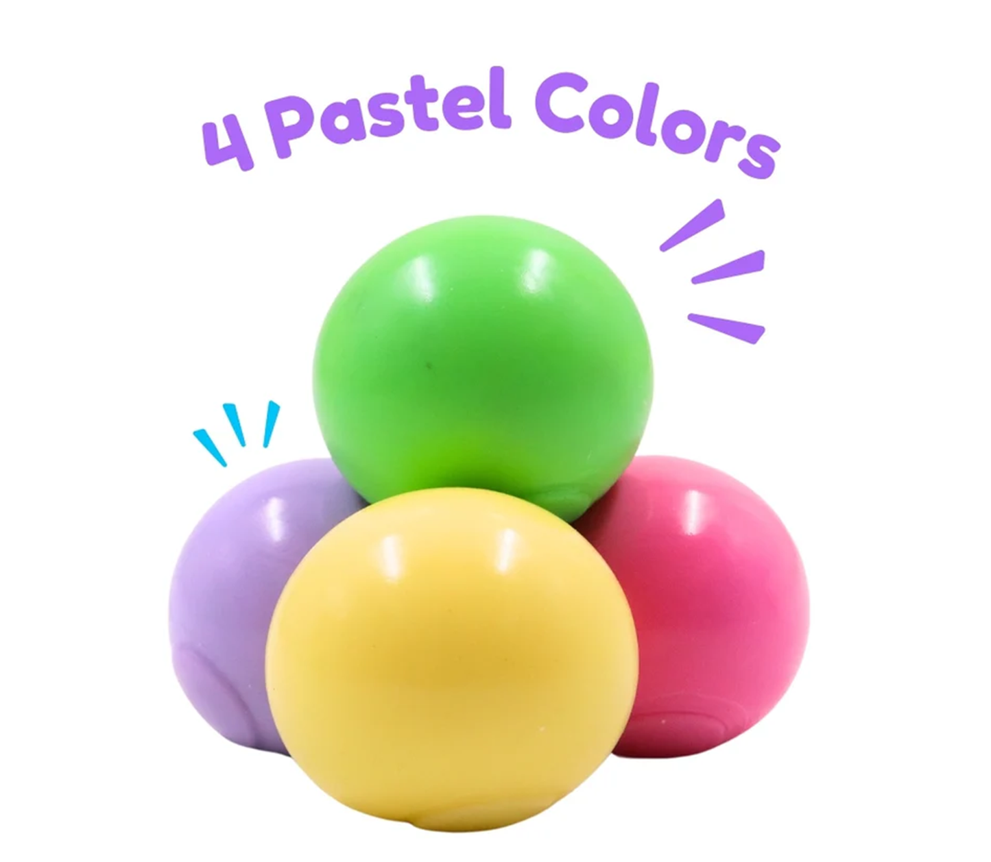 Sticky Balls: Squishy Fun in Charming Pastel Colors | Pack of 4! Squeeze, Stick, and Stretch | Stress Reliever | Fidget Balls