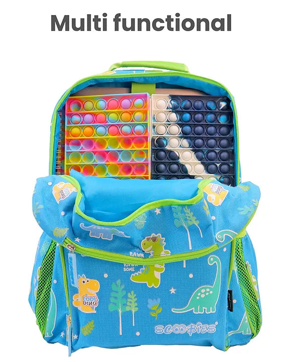 Scoobies Dino Glow-in-the-Dark Backpack 16”  Vibrant Dinosaur Print & Spacious Design!