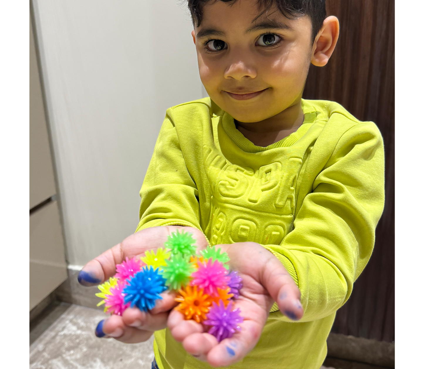 Spooky Wall Crawlers , 15 Stretchy Multi-Colored Balls with a hole , Stick & Crawl for Fun Sensory Play