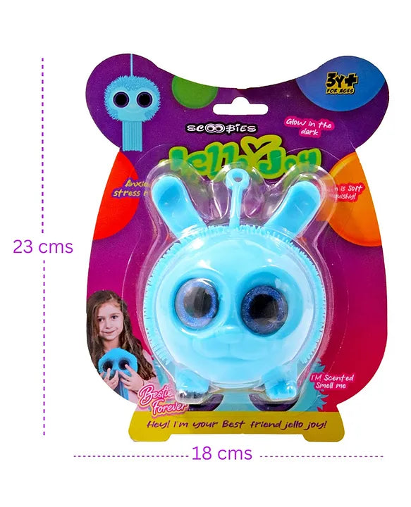 Jello Joy: Glow in the Dark Squishy Toy! | Aqua Blue Squishy Puffer Toy with Sparkly Eyes | Perfect for Bath Time and Stress Relief