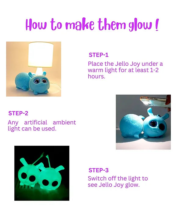 Jello Joy: Glow in the Dark Squishy Toy! | Aqua Blue Squishy Puffer Toy with Sparkly Eyes | Perfect for Bath Time and Stress Relief